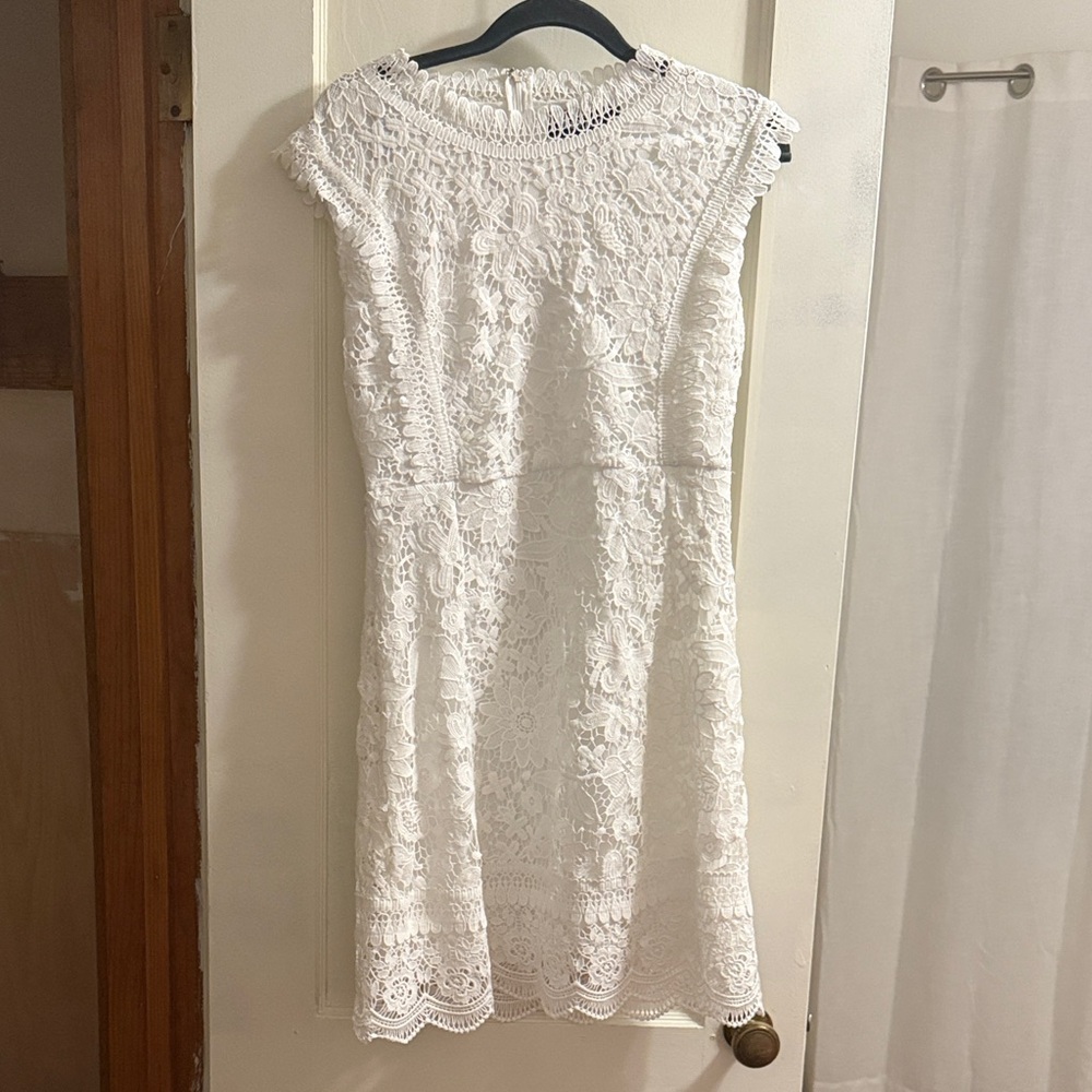 fab'rik Elegant Ivory Lace Mini Dress